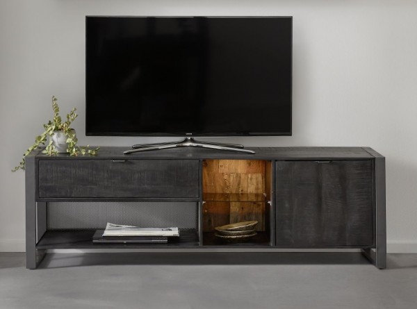 TV Element mit Beleuchtung 180x49cm 'Stark' Mango & Metall